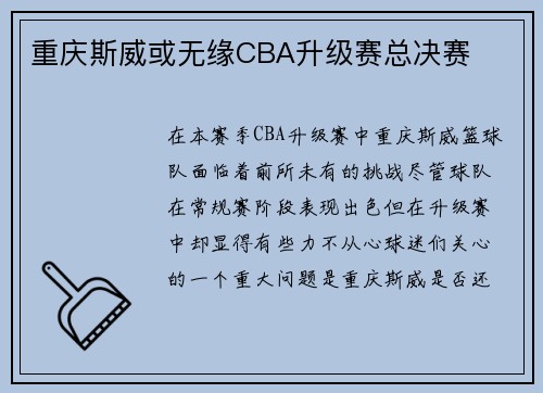 重庆斯威或无缘CBA升级赛总决赛